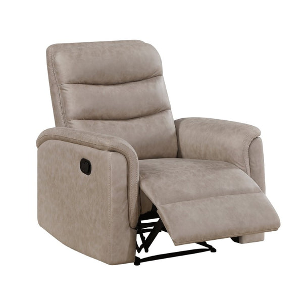 English Elm Black Air Leather Manual Recliner with USB Port and Plush Pillow Top Armrests Taupe Plywood B011P577437