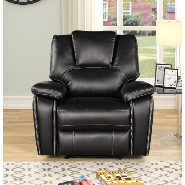 English Elm Black Air Leather Manual Recliner with USB Port and Plush Pillow Top Armrests Black Breathable PU Leather, Plywood B011P577438