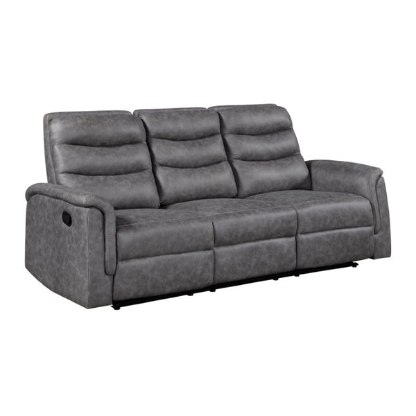 English Elm Gray Microfiber Reclining Sofa with Cup Holders Wall Hugger Design Living Room B011P577439