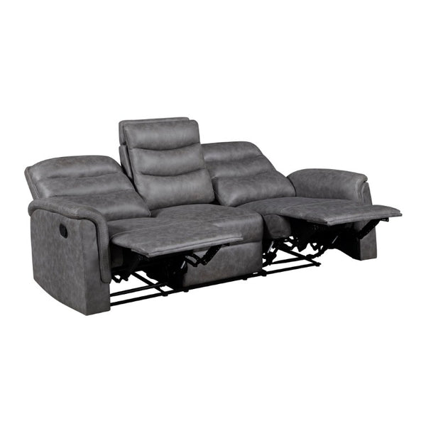English Elm Gray Microfiber Reclining Sofa with Cup Holders Wall Hugger Design Living Room B011P577439