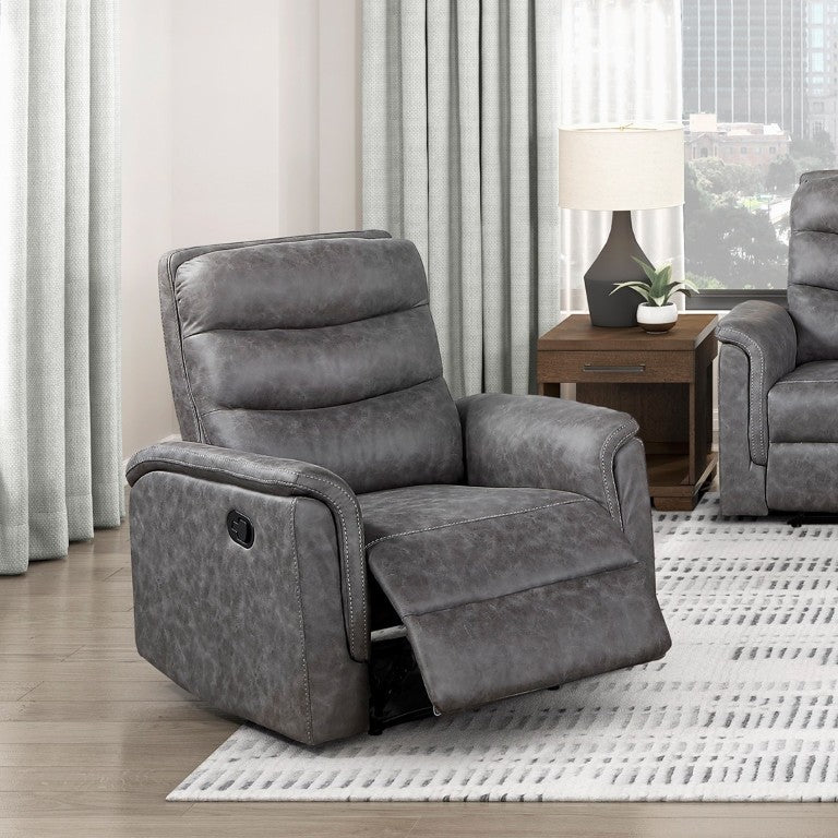 English Elm Gray Microfiber Wall Hugger Recliner with Pocket Coil Foam Seating for Living Rooms B011P577441