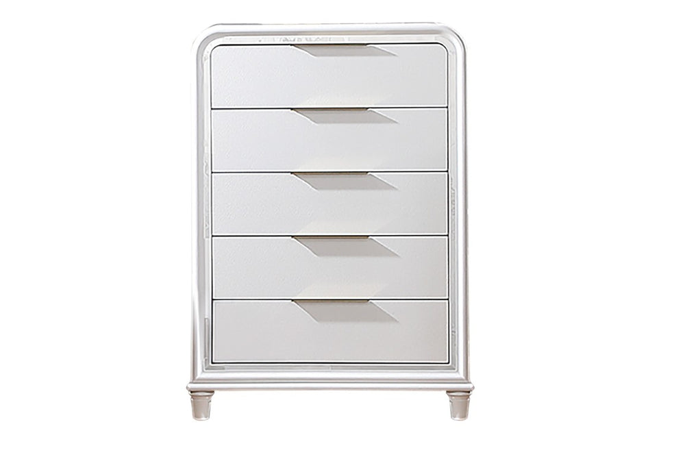 English Elm Classic Pearl White Six Drawer Dresser with Mirror Solid Wood Contemporary Bedroom 5 Drawer B011P577466