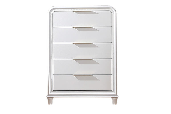 English Elm Classic Pearl White Six Drawer Dresser with Mirror Solid Wood Contemporary Bedroom 5 Drawer B011P577466