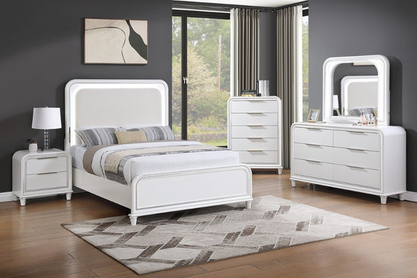 English Elm Classic Pearl White Six Drawer Dresser with Mirror Solid Wood Contemporary Bedroom 5 Drawer B011P577466
