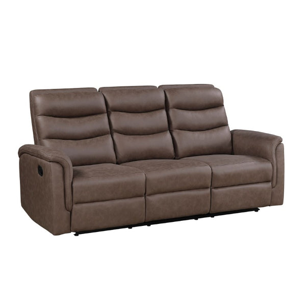 English Elm Modern Microfiber Reclining Sofa with Drop Down Table and Cup Holders for Living Room Brown 1pc 3-Seater B011P577468