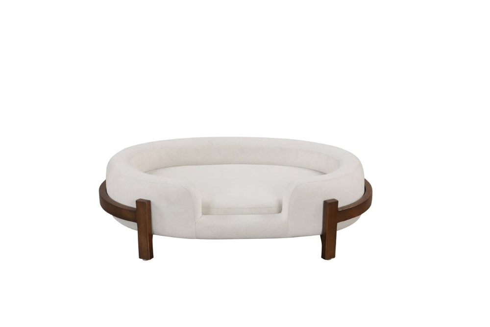 English Elm Calming Oval Pet Bed Solid Wood Frame Elevated Nest for Small and Medium Dogs B011P577476