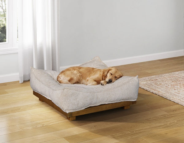 English Elm Plush Vegan Leatherette Dog Bed with Pleated Detailing for Modern Living Spaces B011P578288