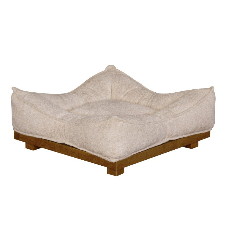 English Elm Plush Vegan Leatherette Dog Bed with Pleated Detailing for Modern Living Spaces B011P578288