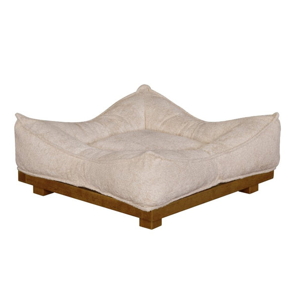 English Elm Plush Vegan Leatherette Dog Bed with Pleated Detailing for Modern Living Spaces B011P578288