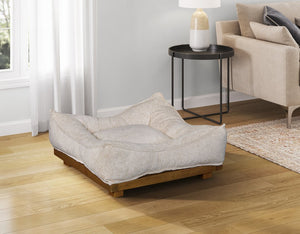 English Elm Plush Vegan Leatherette Dog Bed with Pleated Detailing for Modern Living Spaces B011P578288