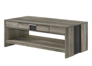 English Elm Modern Gray Brown Wood 3 Piece Living Room Table Set with Storage Drawers and Shelf B011P578312