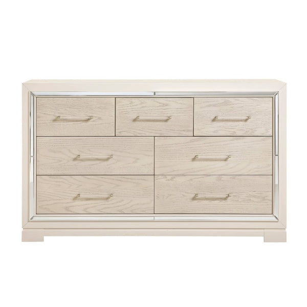 English Elm Modern Glam Tall Five Drawer Chest with Mirror Trim Acrylic Handles Bedroom Storage 7-Drawer Dresser B011P578315
