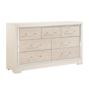 English Elm Modern Glam Tall Five Drawer Chest with Mirror Trim Acrylic Handles Bedroom Storage 7-Drawer Dresser B011P578315