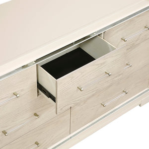 English Elm Modern Glam Tall Five Drawer Chest with Mirror Trim Acrylic Handles Bedroom Storage 7-Drawer Dresser B011P578315