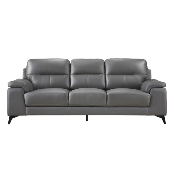English Elm Sofa Top Grain Leather Modern Living Room Piece with Black Metal Legs and Pillow Arms B011P580711
