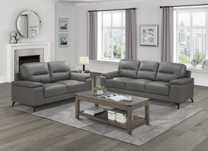 English Elm Sofa Top Grain Leather Modern Living Room Piece with Black Metal Legs and Pillow Arms B011P580711