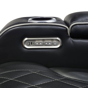 English Elm Power Reclining Loveseat with LED Base Diamond Stitched Faux Leather Theater Seating B011P580718