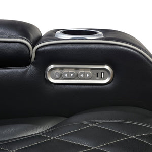 English Elm Power Reclining Loveseat with LED Base Diamond Stitched Faux Leather Theater Seating B011P580718