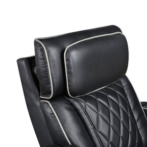 English Elm Power Reclining Loveseat with LED Base Diamond Stitched Faux Leather Theater Seating B011P580718