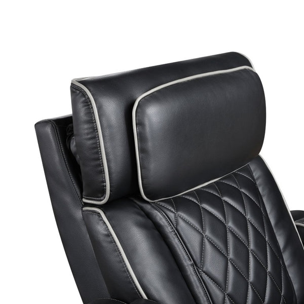 English Elm Power Reclining Loveseat with LED Base Diamond Stitched Faux Leather Theater Seating B011P580718