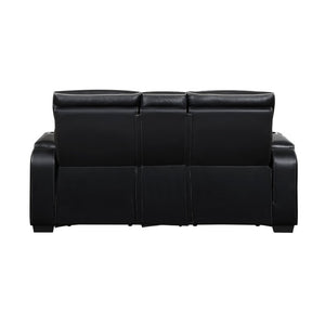 English Elm Power Reclining Loveseat with LED Base Diamond Stitched Faux Leather Theater Seating B011P580718