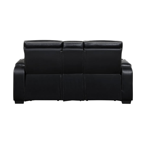 English Elm Power Reclining Loveseat with LED Base Diamond Stitched Faux Leather Theater Seating B011P580718