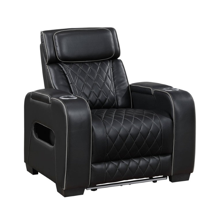 English Elm Power Recliner with LED Underglow USB Charging and Diamond Stitched Faux Leather B011P580719