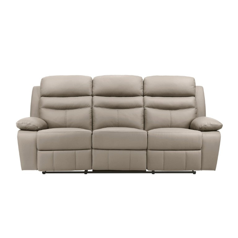 English Elm Double Reclining Top Grain Leather Sofa with Pillow Arms for Home Theater Comfort B011P580722