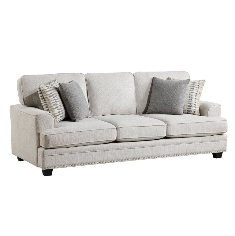 English Elm Sofa with Nailhead Trim and Pocket Coil Support for Transitional Living Rooms Sand Chenille B011P580723