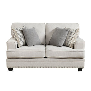 English Elm Love Seat Mid-Century Modern Chenille Upholstered Sofa with Tapered Legs and Pillows Sand 65.5 L x 39.5 W x 37 H B011P580724