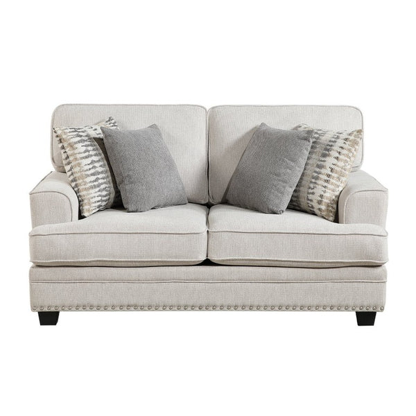 English Elm Love Seat Mid-Century Modern Chenille Upholstered Sofa with Tapered Legs and Pillows Sand 65.5 L x 39.5 W x 37 H B011P580724