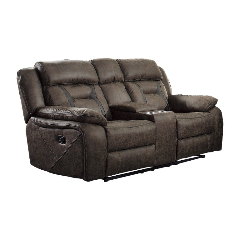 English Elm Double Reclining Loveseat with Console Microfiber Pocket Coil Seating for Living Rooms B011P580729