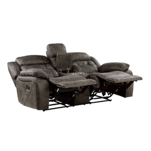 English Elm Double Reclining Loveseat with Console Microfiber Pocket Coil Seating for Living Rooms B011P580729