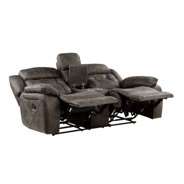 English Elm Double Reclining Loveseat with Console Microfiber Pocket Coil Seating for Living Rooms B011P580729