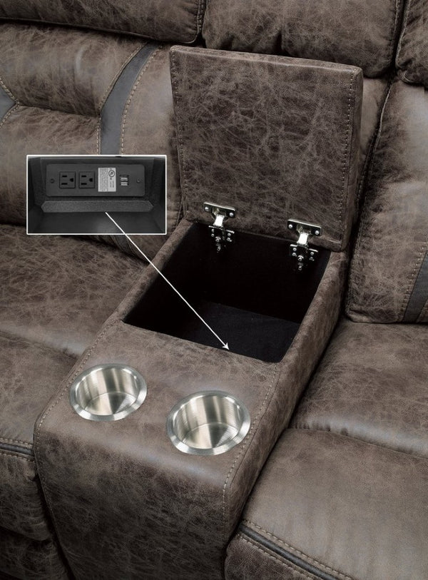 English Elm Double Reclining Loveseat with Console Microfiber Pocket Coil Seating for Living Rooms B011P580729