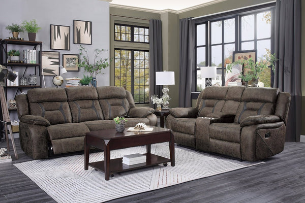 English Elm Double Reclining Loveseat with Console Microfiber Pocket Coil Seating for Living Rooms B011P580729
