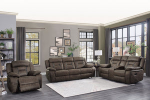 English Elm Double Reclining Loveseat with Console Microfiber Pocket Coil Seating for Living Rooms B011P580729