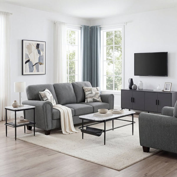 English Elm Sofa Deep Seated Chenille Upholstered Living Room Piece with Pocket Coil Support B011P580735
