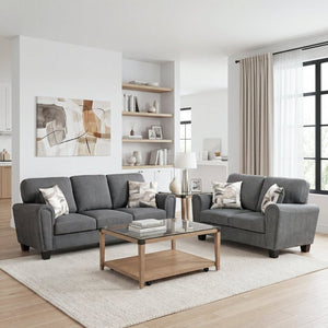 English Elm Sofa Deep Seated Chenille Upholstered Living Room Piece with Pocket Coil Support B011P580735