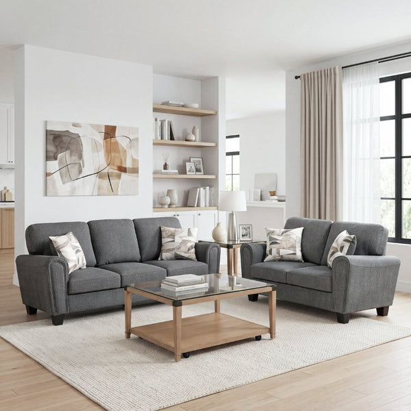 English Elm Sofa Deep Seated Chenille Upholstered Living Room Piece with Pocket Coil Support B011P580735