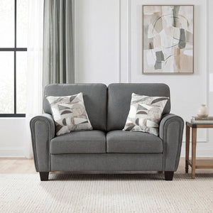 English Elm Love Seat Chenille Upholstered Two Sofa with Pocket Coil Support for Modern Rooms 62.5 x 37 x 37.5 inches B011P580736