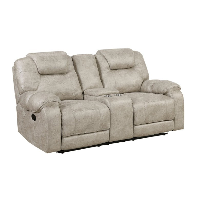 English Elm Double Reclining Loveseat with Center Console Microfiber Upholstery for Media Rooms B011P580750