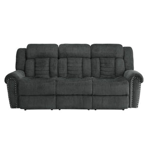 English Elm Sofa Mid-Century Velvet Upholstered with Walnut Legs and Pocket Coil Cushion Support Charcoal Grey Solid Wood 88 L x 40 W x 40 H B011P580752