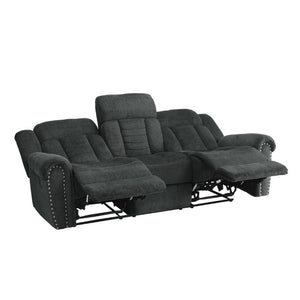 English Elm Sofa Mid-Century Velvet Upholstered with Walnut Legs and Pocket Coil Cushion Support Charcoal Grey Solid Wood 88 L x 40 W x 40 H B011P580752