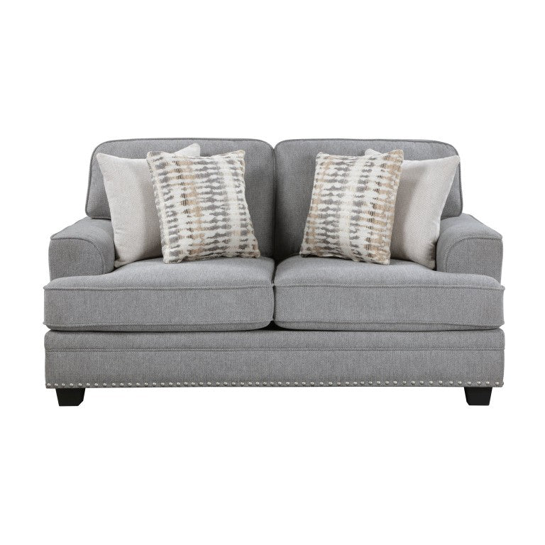 English Elm Love Seat Chenille Upholstered Loveseat with Nailhead Trim and Pocket Coil Cushions 65.5 x 39.5 x 37 B011P580754