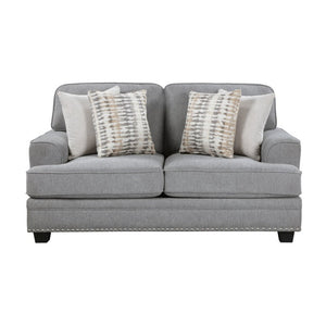 English Elm Love Seat Chenille Upholstered Loveseat with Nailhead Trim and Pocket Coil Cushions 65.5 x 39.5 x 37 B011P580754
