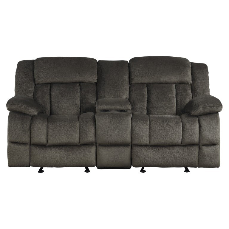 English Elm Double Glider Reclining Loveseat with Center Console and Plush Microfiber Upholstery B011P580760