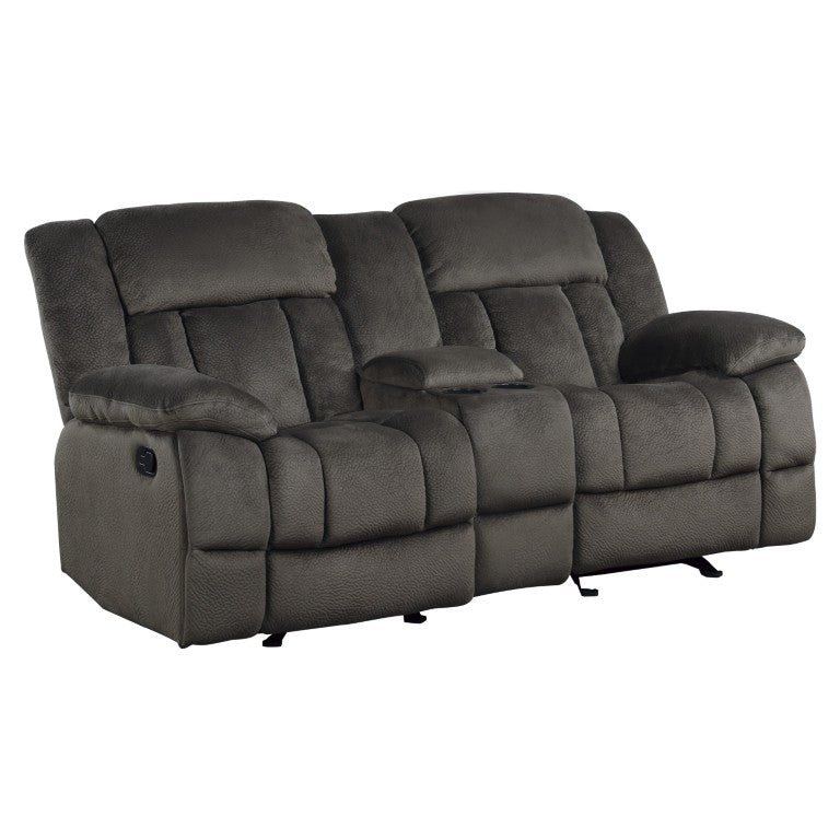 English Elm Double Glider Reclining Loveseat with Center Console and Plush Microfiber Upholstery B011P580760