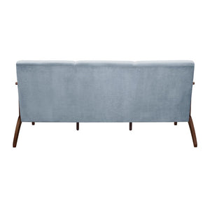 English Elm Sofa Mid-Century Velvet Upholstered with Walnut Legs and Pocket Coil Cushion Support Blue Gray Velvet 73 L x 31.5 W x 32 H B011P580762