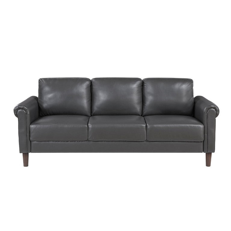 English Elm Sofa Mid-Century Faux Leather Three Seat with Tapered Legs for Living Room B011P580763
